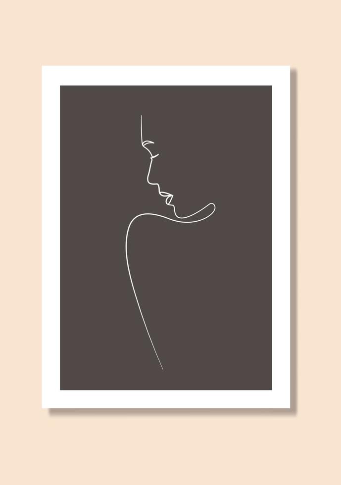 Abstract Woman Face And Body Wall Art Poster One Line Art Style vector