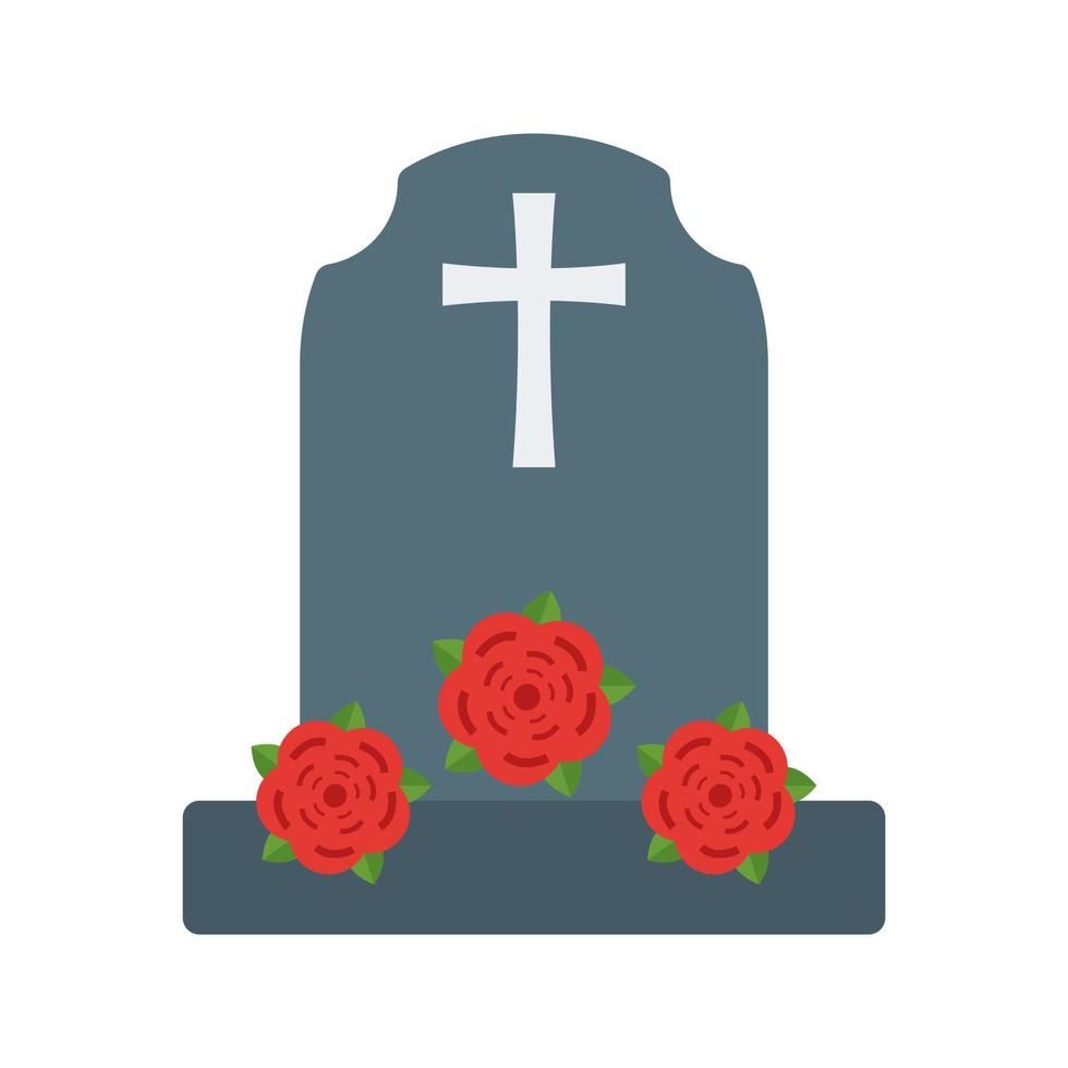 Grave with Flowers Flat Color Icon vector