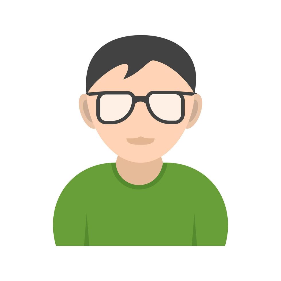 Boy in Nerdy Glasses Flat Color Icon vector