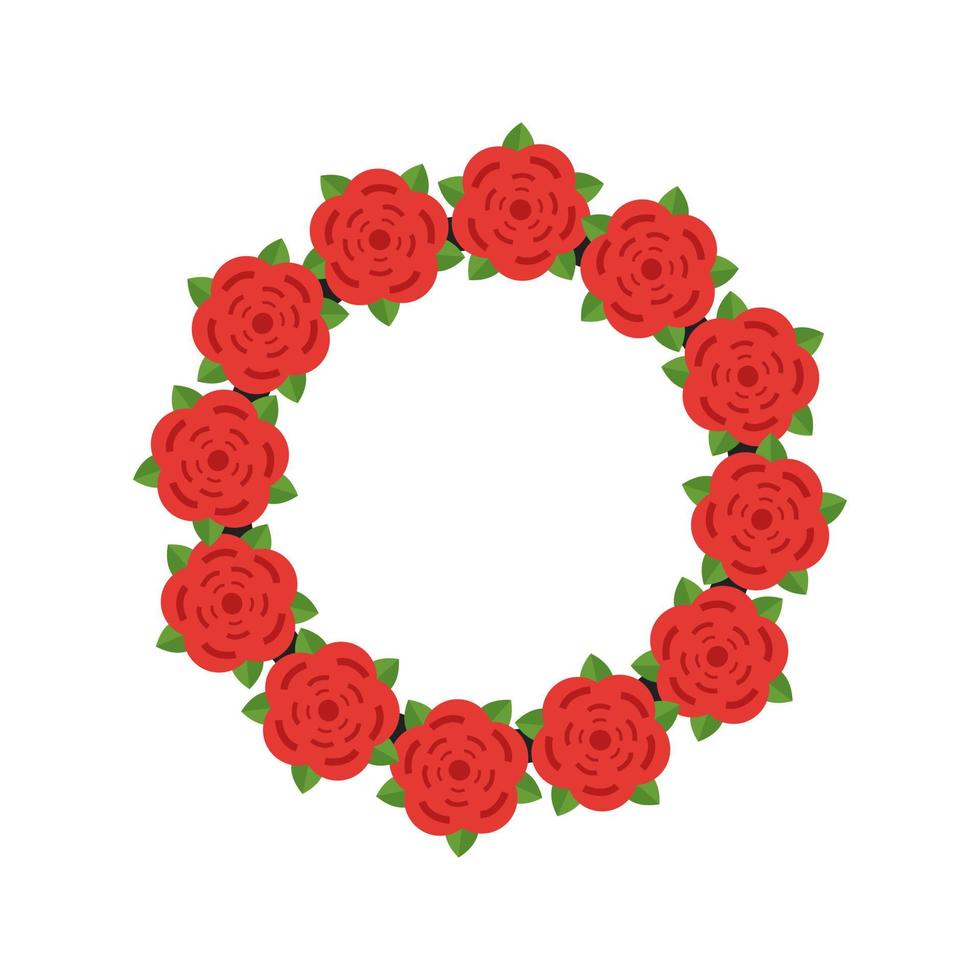 Roses Wreath Flat Color Icon vector