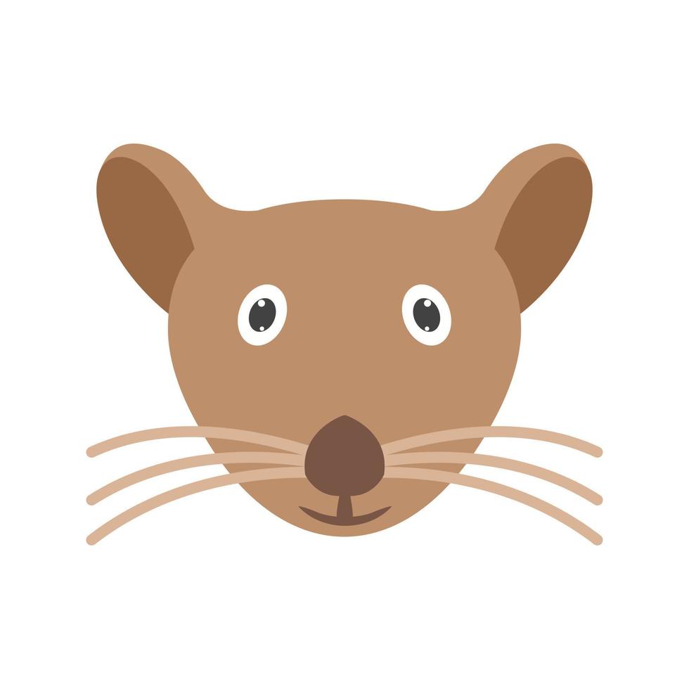 icono de color plano de la cara del ratón vector