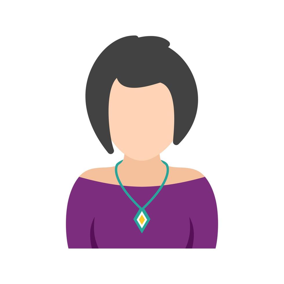 Lady Wearing Necklace Flat Color Icon vector