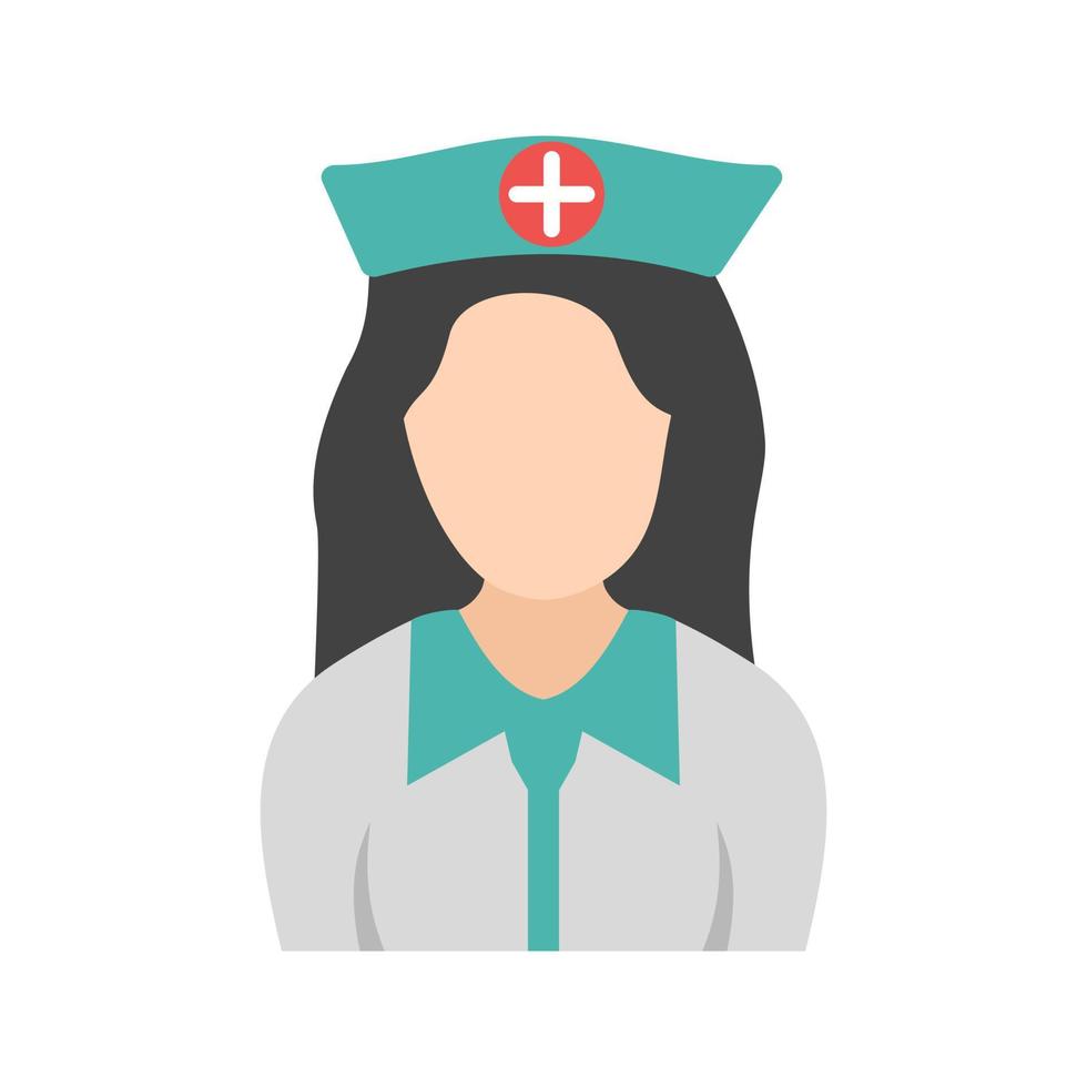 Girl in Nurse Uniform Flat Color Icon vector