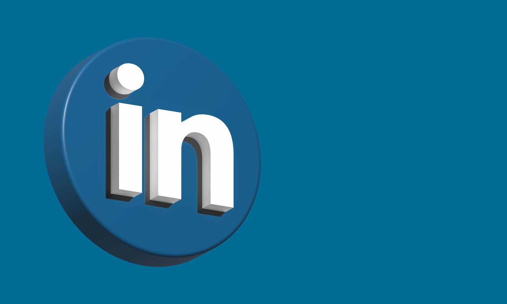 LinkedIn Circle Button Icon 3D. Elegant Template Blank Space photo