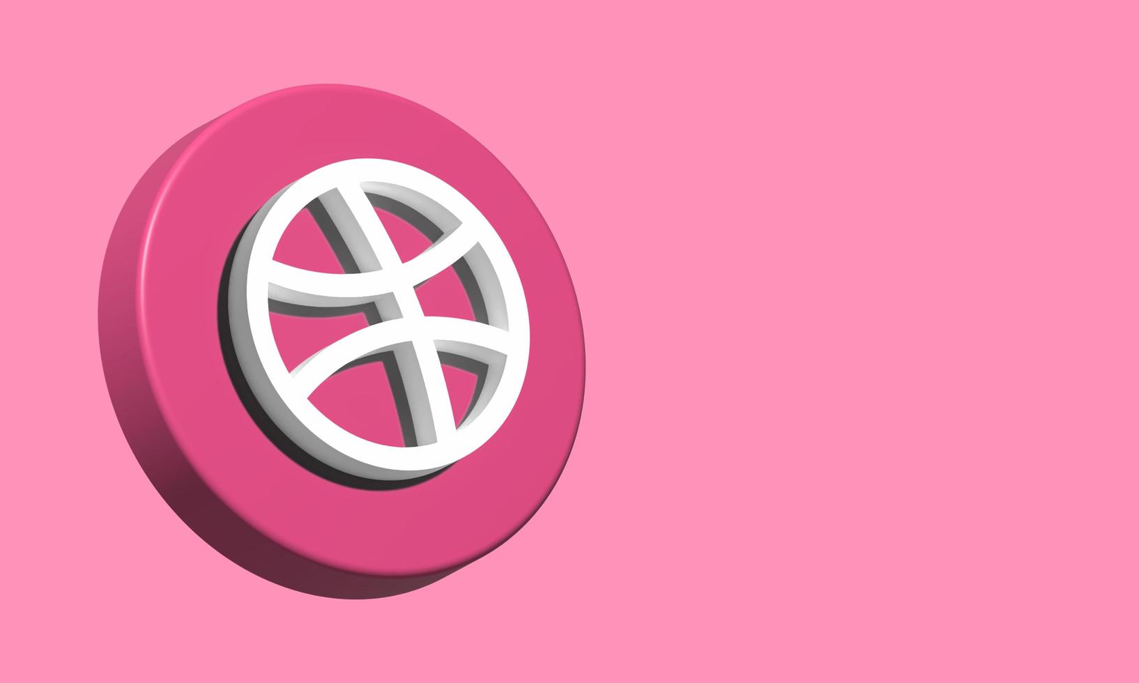 Dribbble Circle Button Icon 3D. Elegant Template Blank Space photo