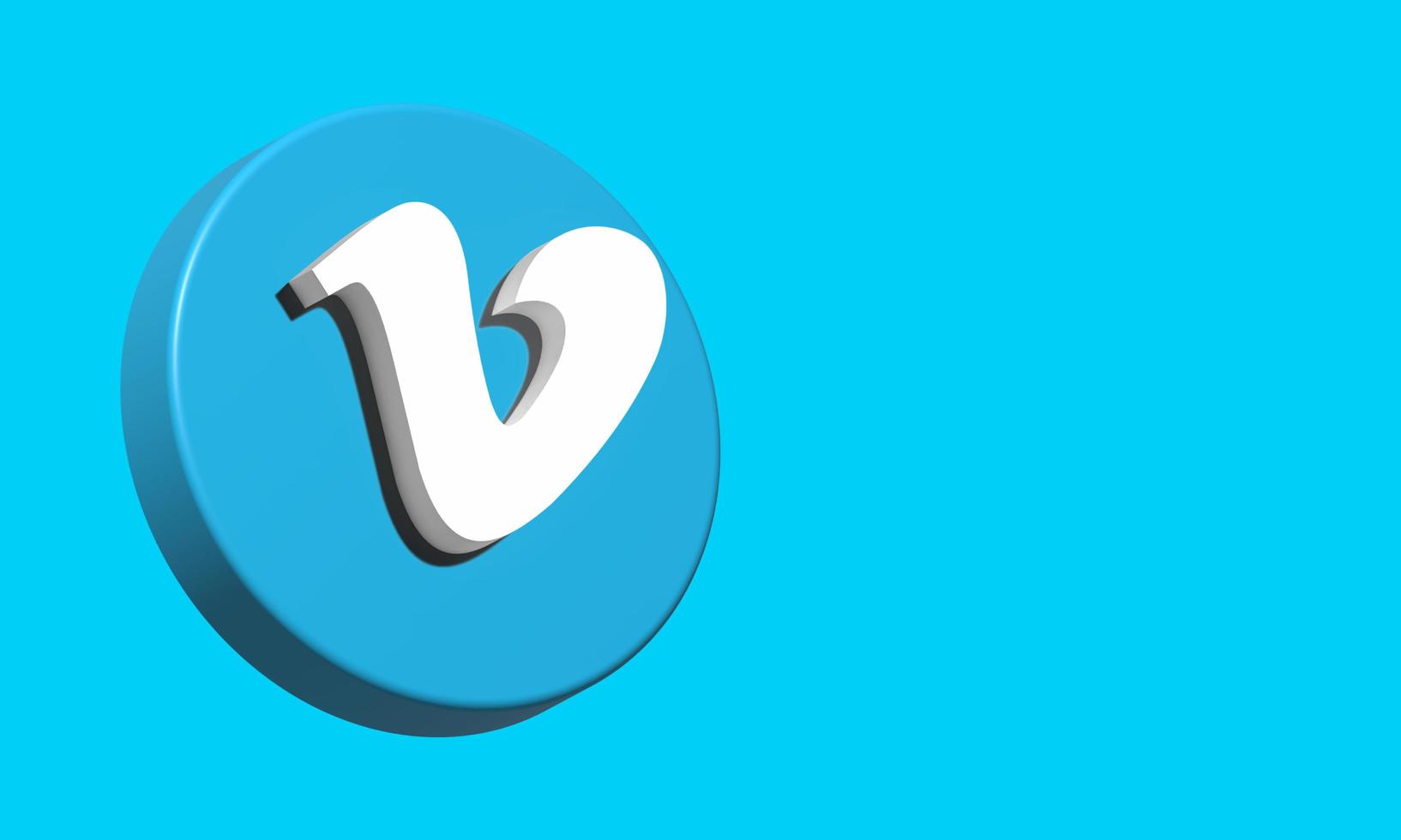 Vimeo Circle Button Icon 3D. Elegant Template Blank Space photo