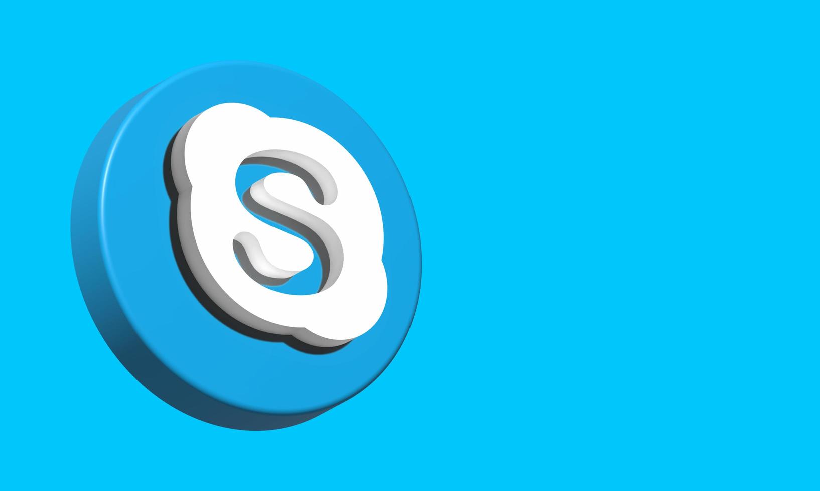 Skype Circle Button Icon 3D. Elegant Template Blank Space photo