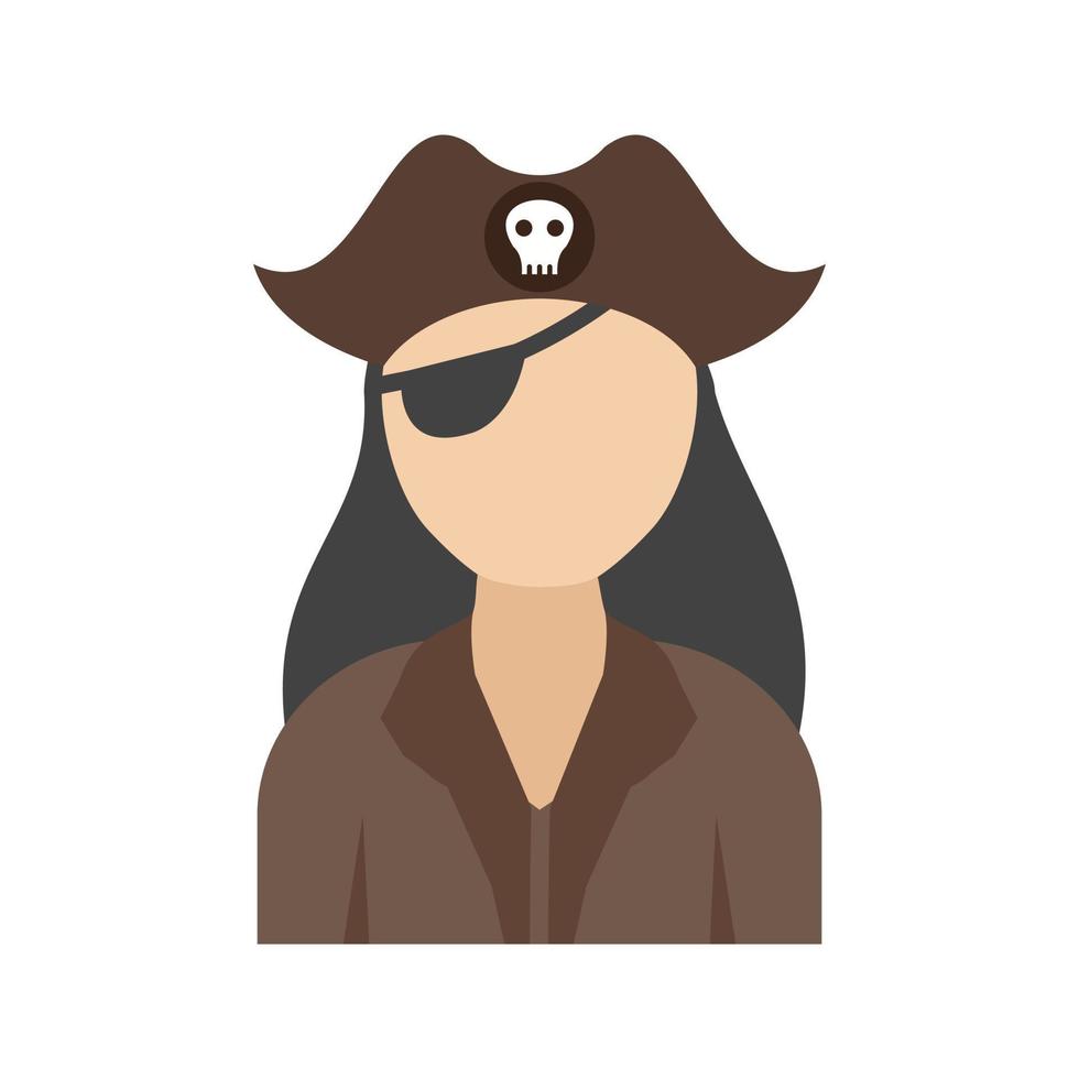 Female Pirate Flat Color Icon vector