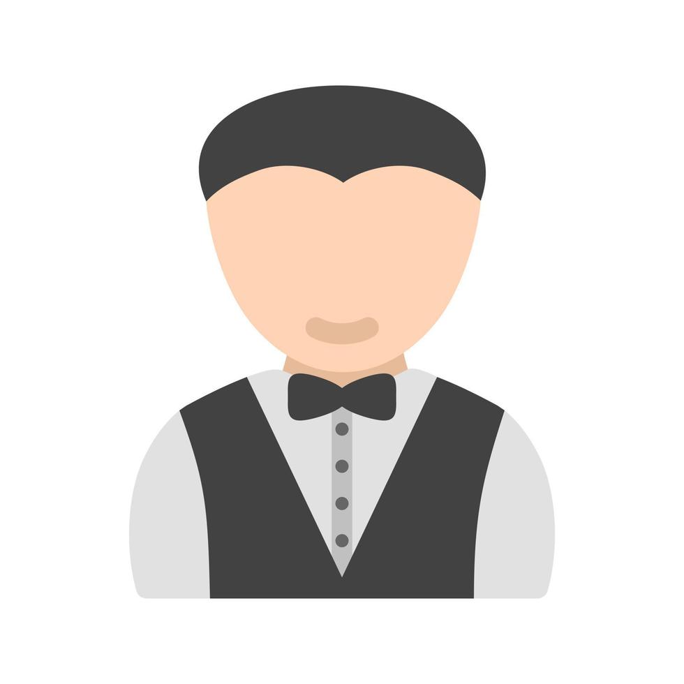 Man as Waiter Flat Color Icon vector