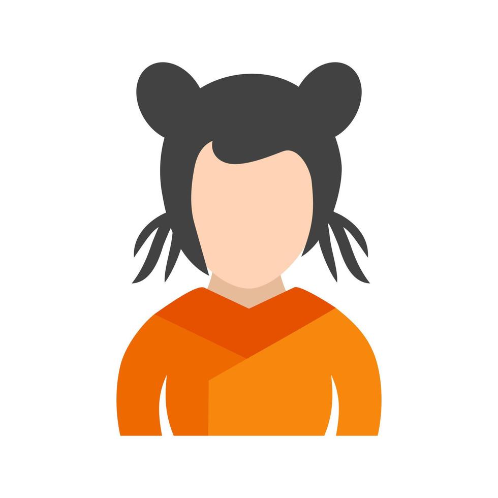 Asian Girl Flat Color Icon vector