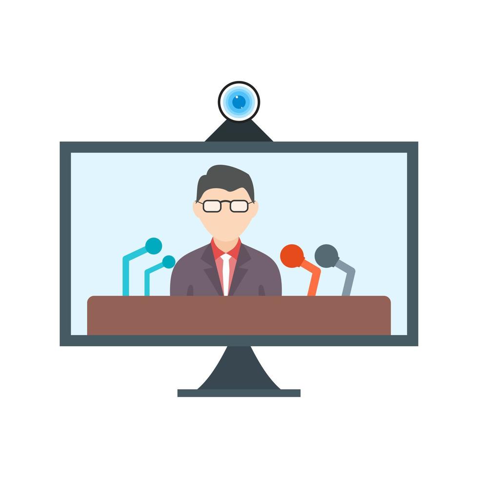 Online Press Conference Flat Color Icon vector