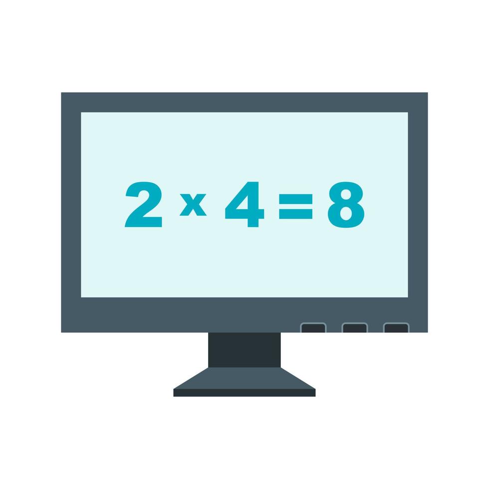 Math in Computer Flat Color Icon vector