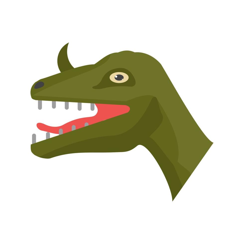 icono de color plano de cara de dinosaurio vector