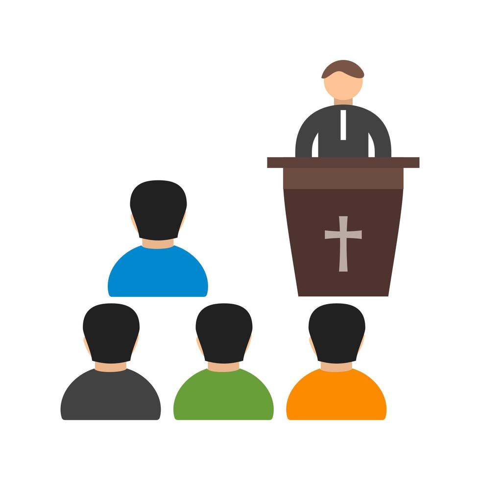 Funeral Sermon Flat Color Icon vector