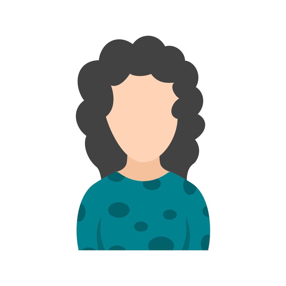 Girl with Curly Hair Flat Color Icon vector