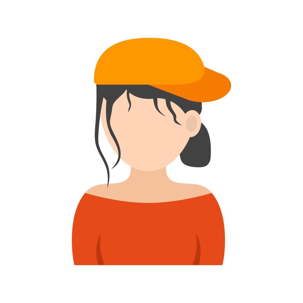 chica con gorra icono de color plano vector