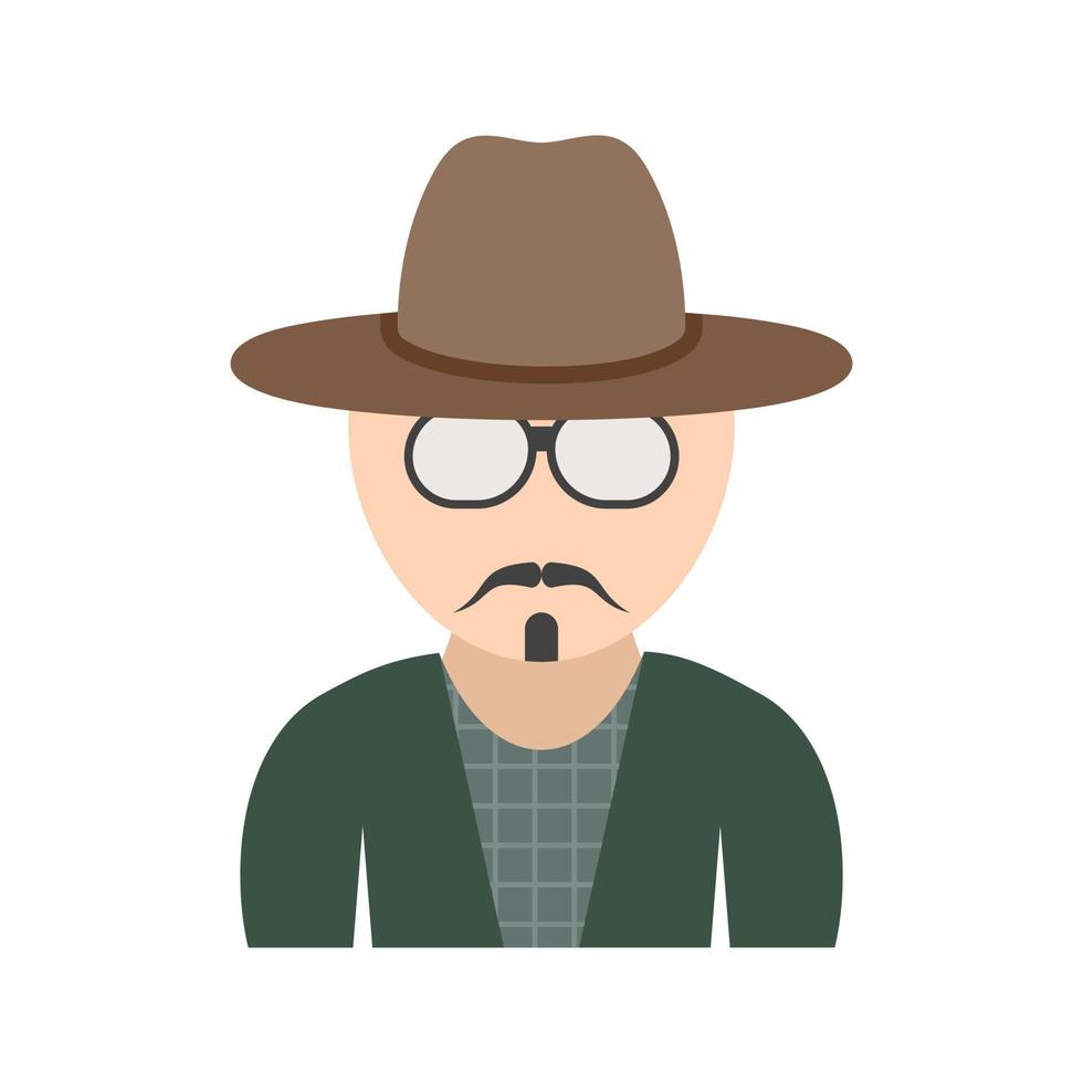 Hipster Man in Shades Flat Color Icon vector