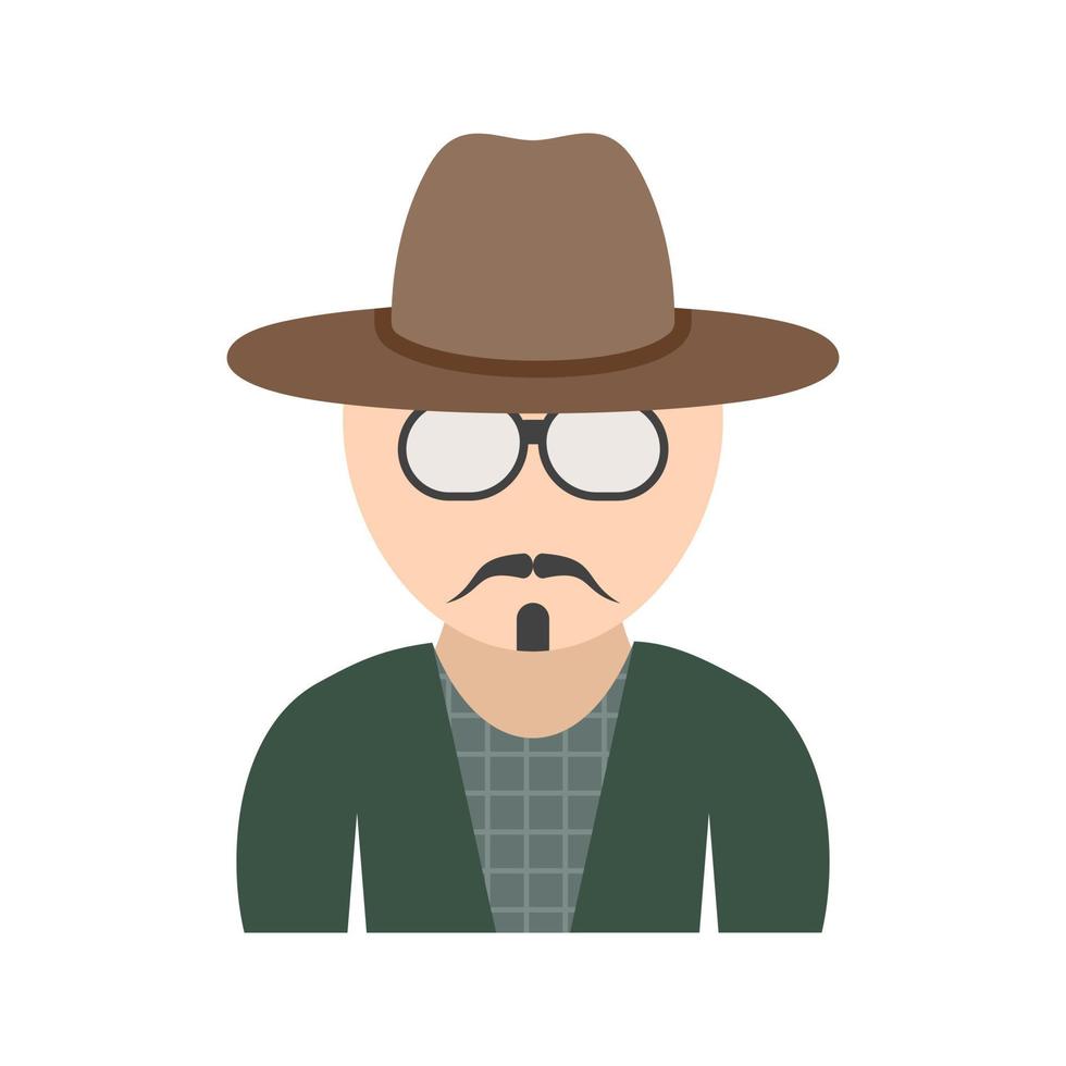 hombre hipster en tonos icono de color plano vector