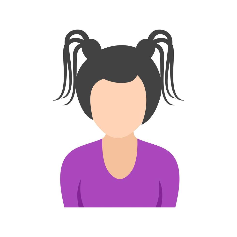 Girl in High Ponytails Flat Color Icon vector