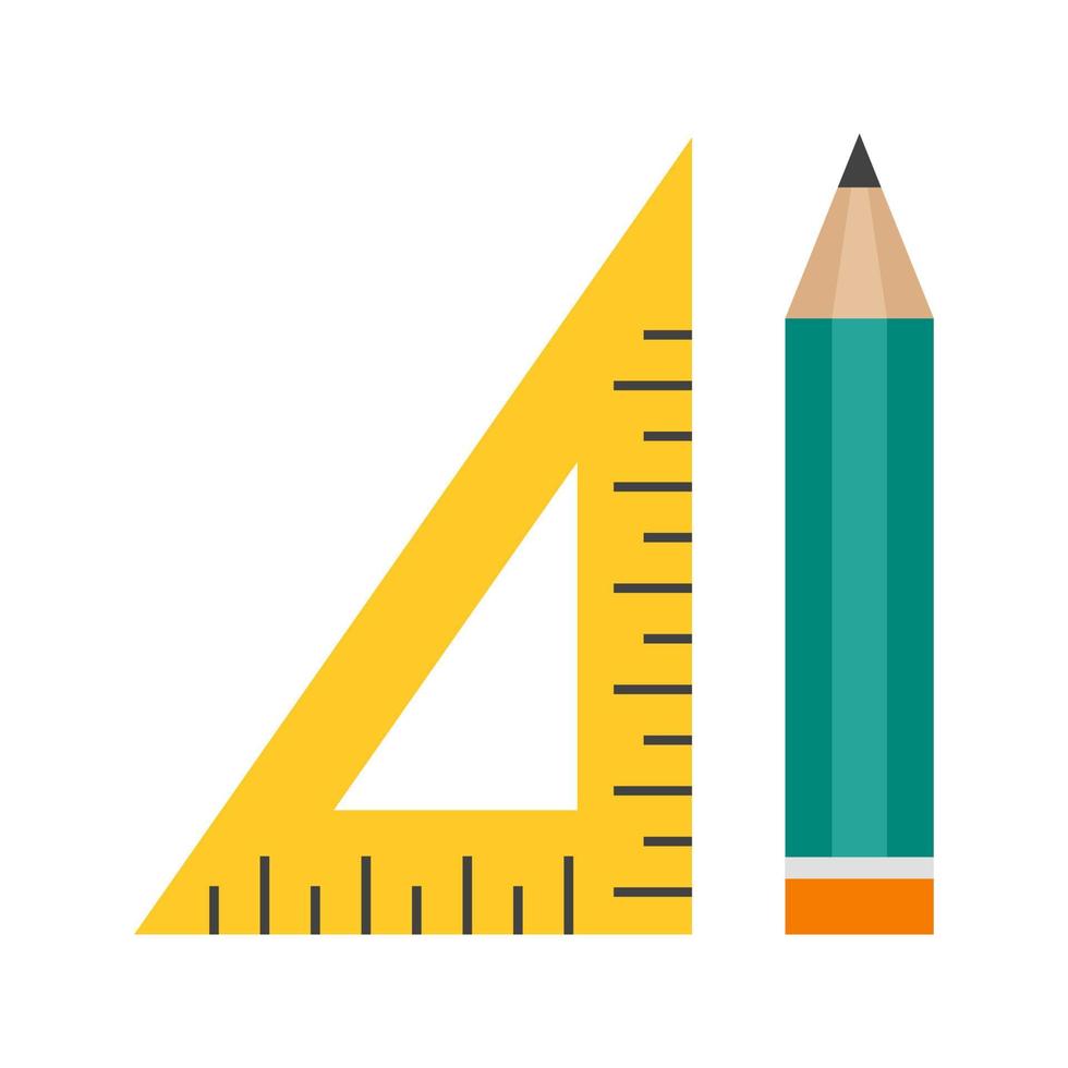 Pencil and Set Square Flat Color Icon vector