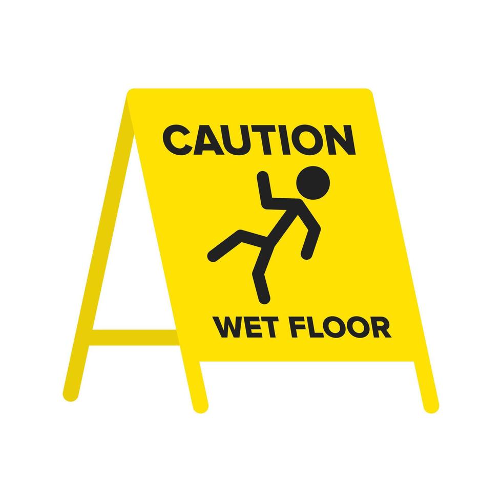 Wet Floor Sign Flat Color Icon vector