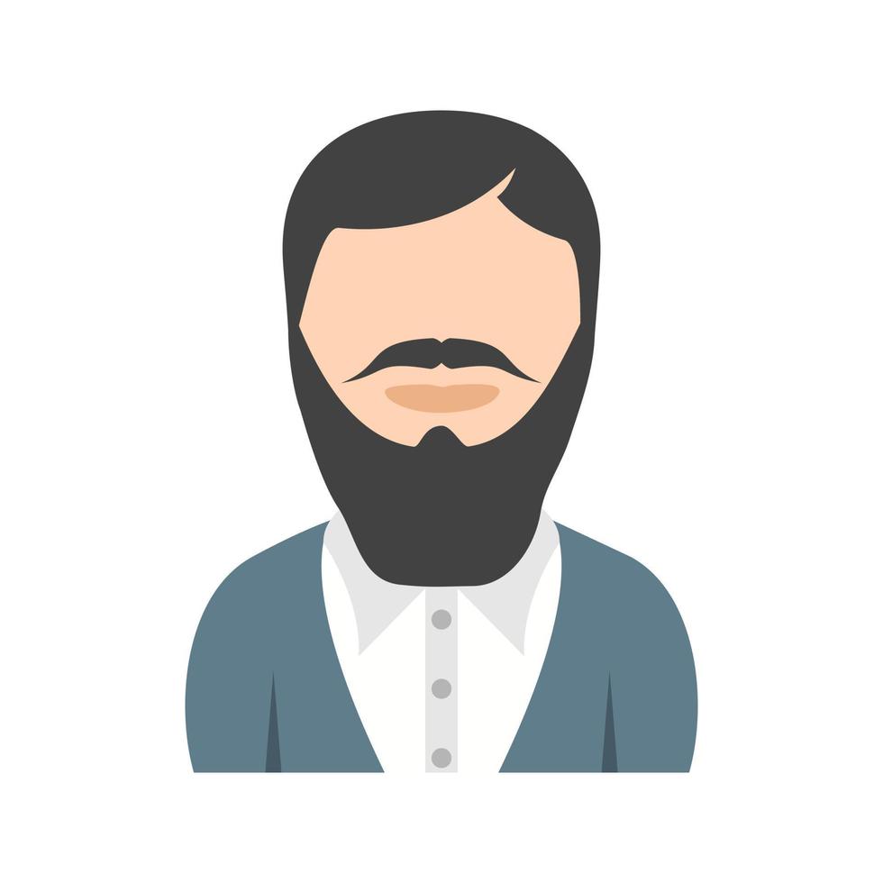 hombre en icono de color plano de barba larga vector