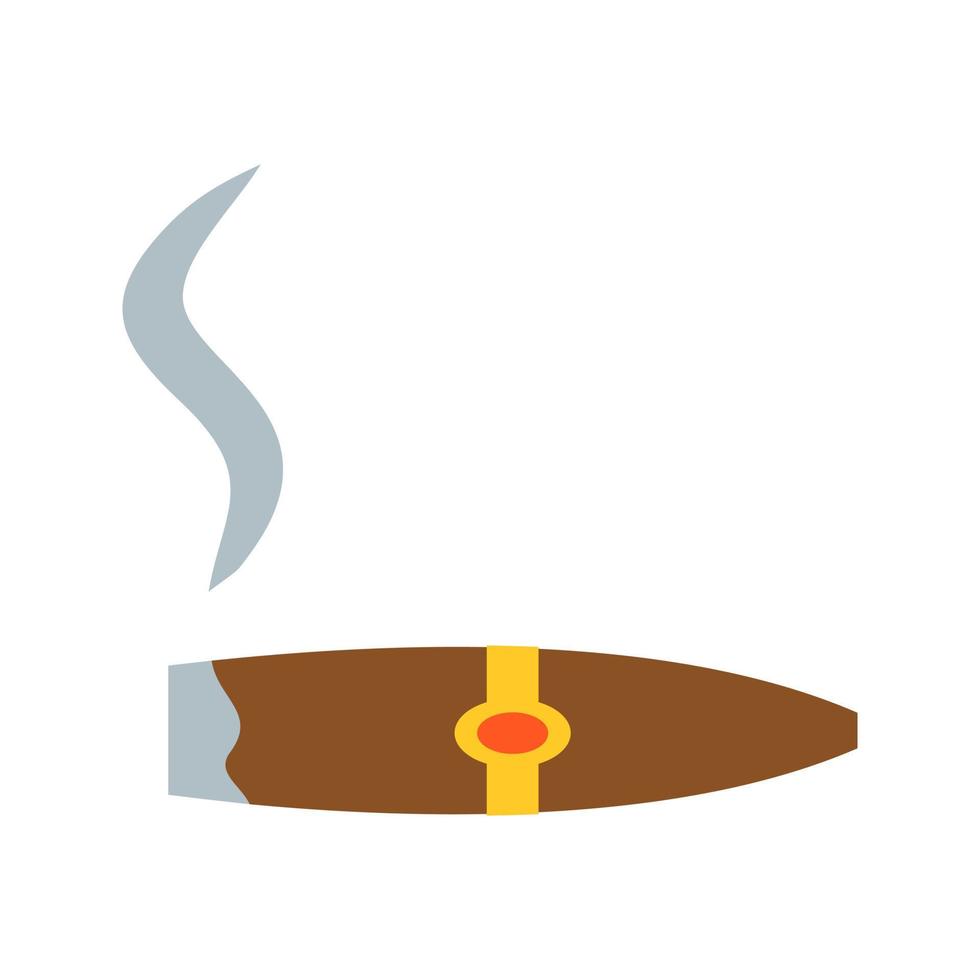 Lit Cigar Flat Color Icon vector