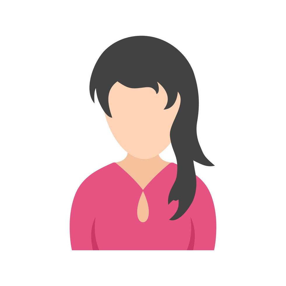 Girl with Ponytail Flat Color Icon vector