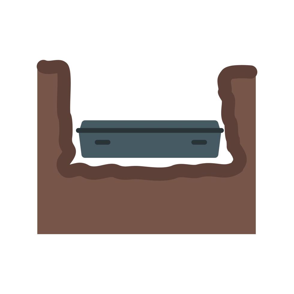 Coffin in Grave Flat Color Icon vector