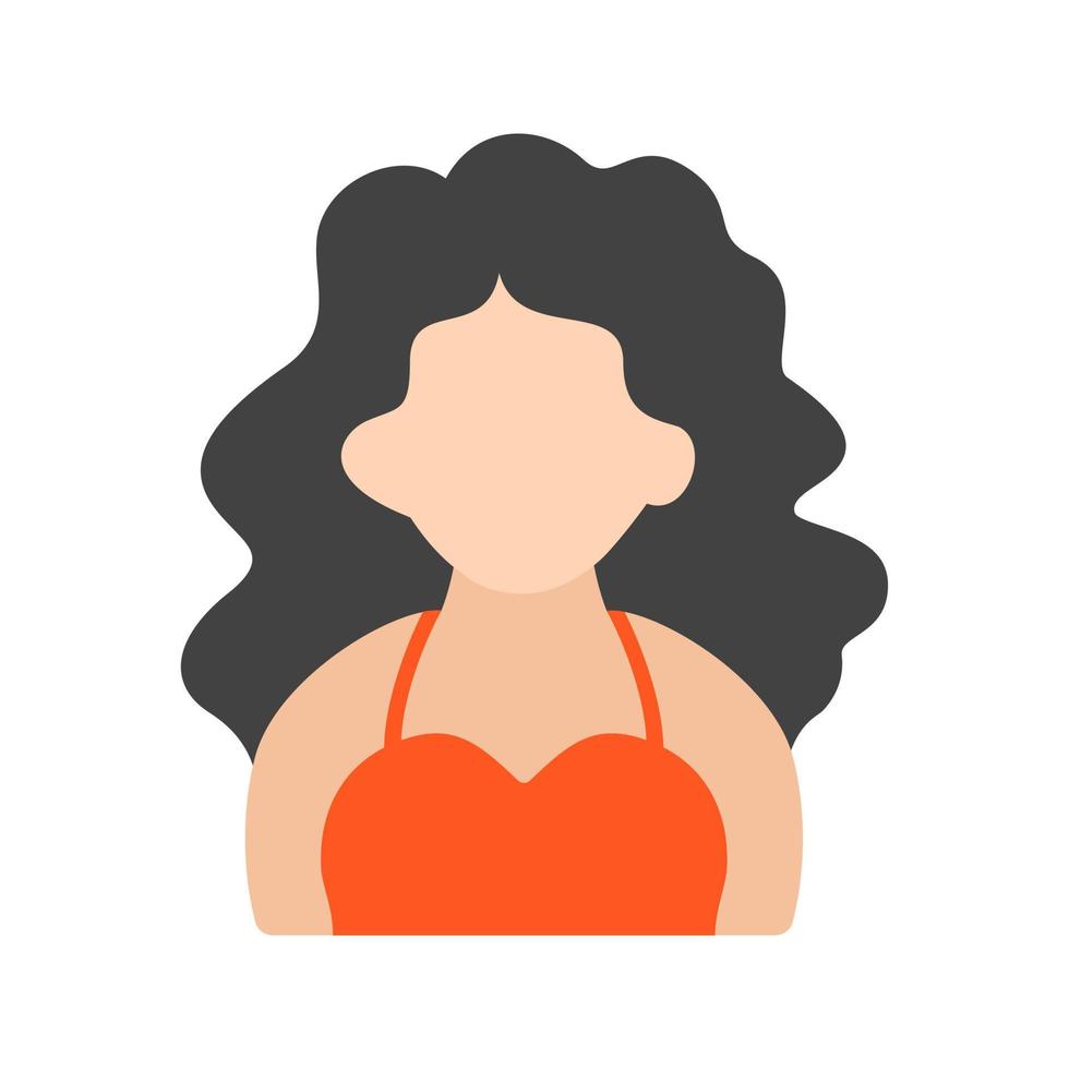 dama con cabello ondulado icono de color plano vector