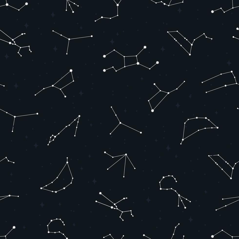 Constellations Hand Drawn. Doodle Seamless Pattern vector