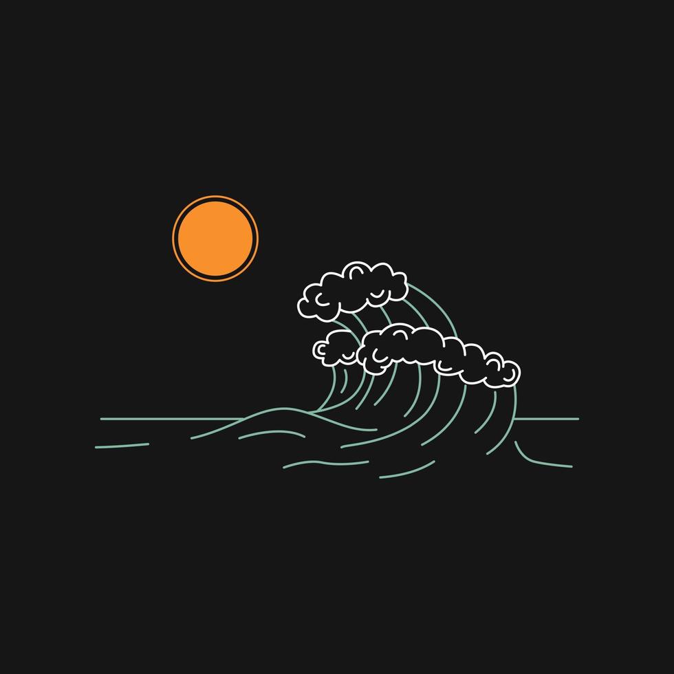 A Wave On The Sea. Hand Drawn Outline Vector Illustration.