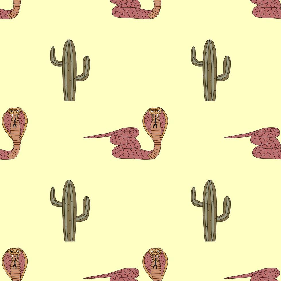 patrón impecable con serpientes y cactus. ilustración vectorial plana dibujada a mano. vector