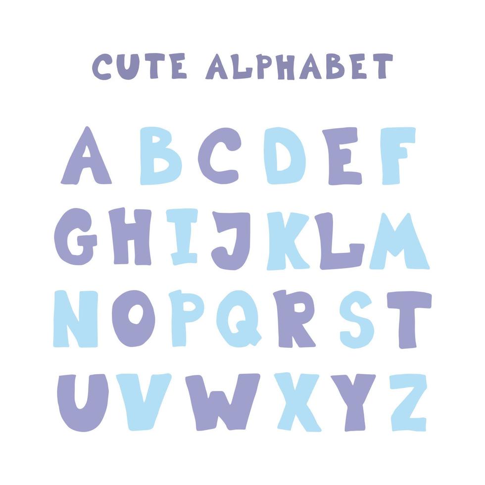 Doodle Hand Drawn Style Outline Colorful Letters Of English Alphabet, Cute Funny Decorative Font, Lettering. vector