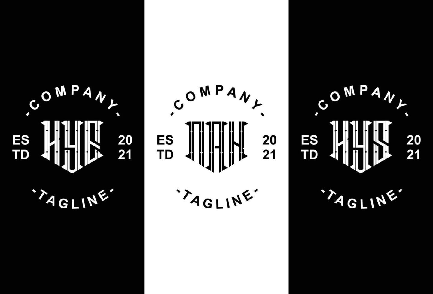Set of three letter initials monogram logo template vector