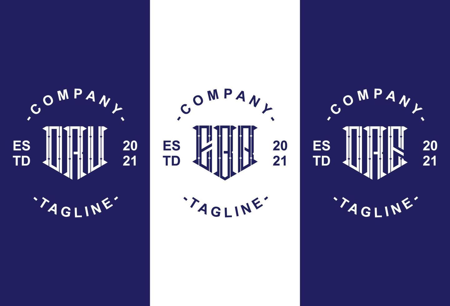Set of three letter initials monogram logo template vector