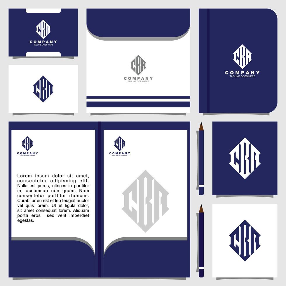Letter C B A monogram logo with stationery design vector