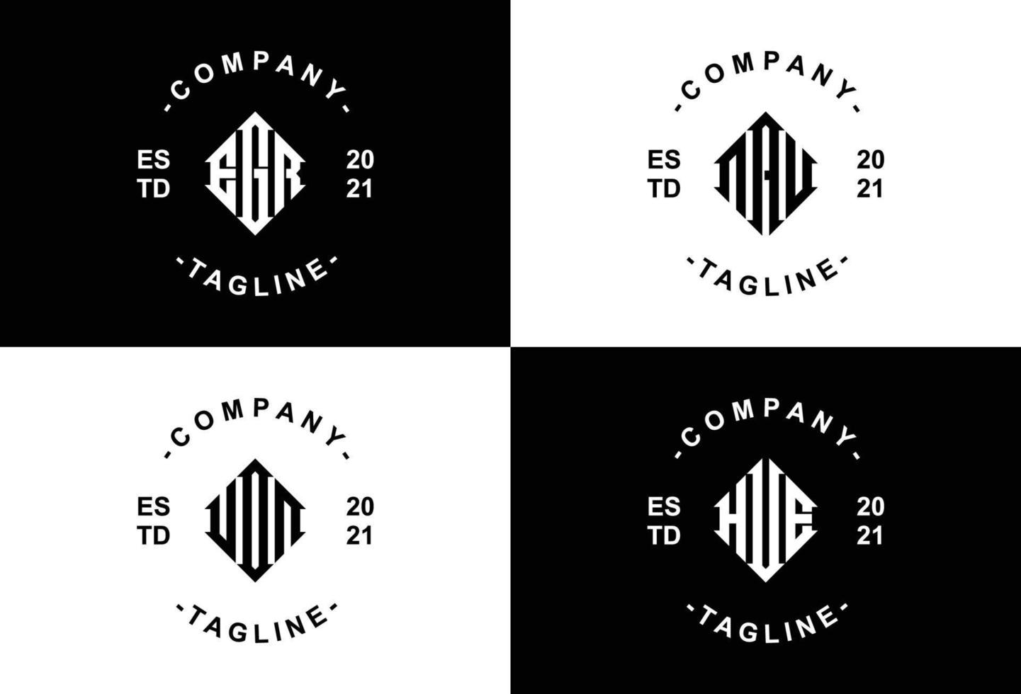 Set of three letter initials monogram logo template vector