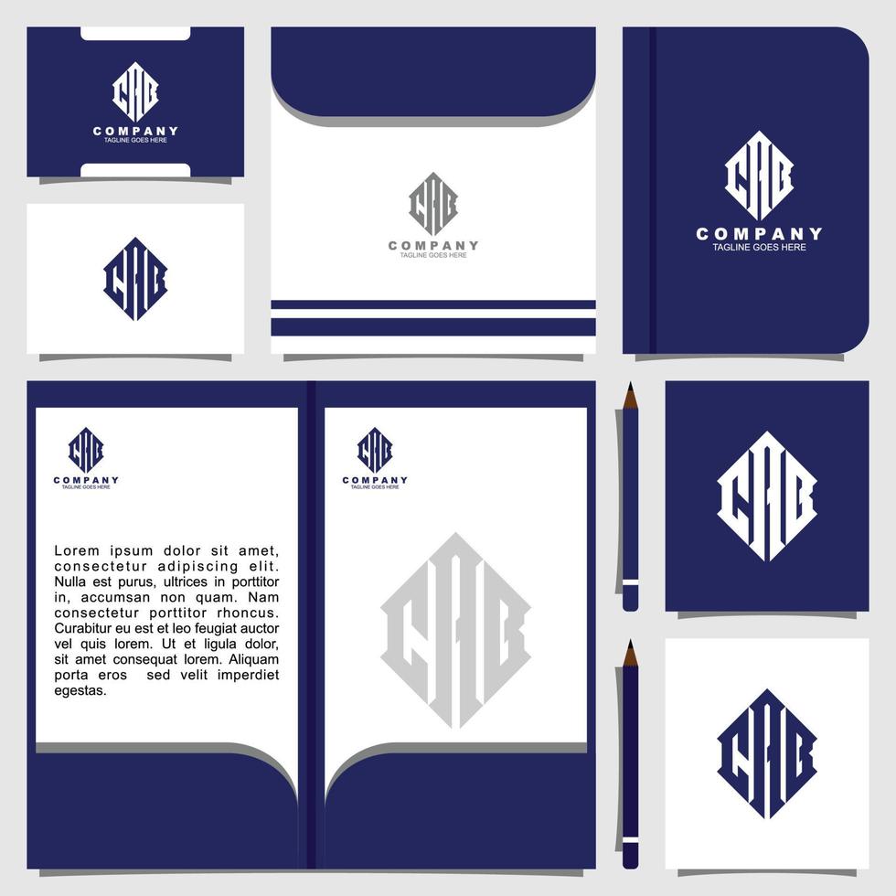 Letter C A B monogram logo with stationery design vector