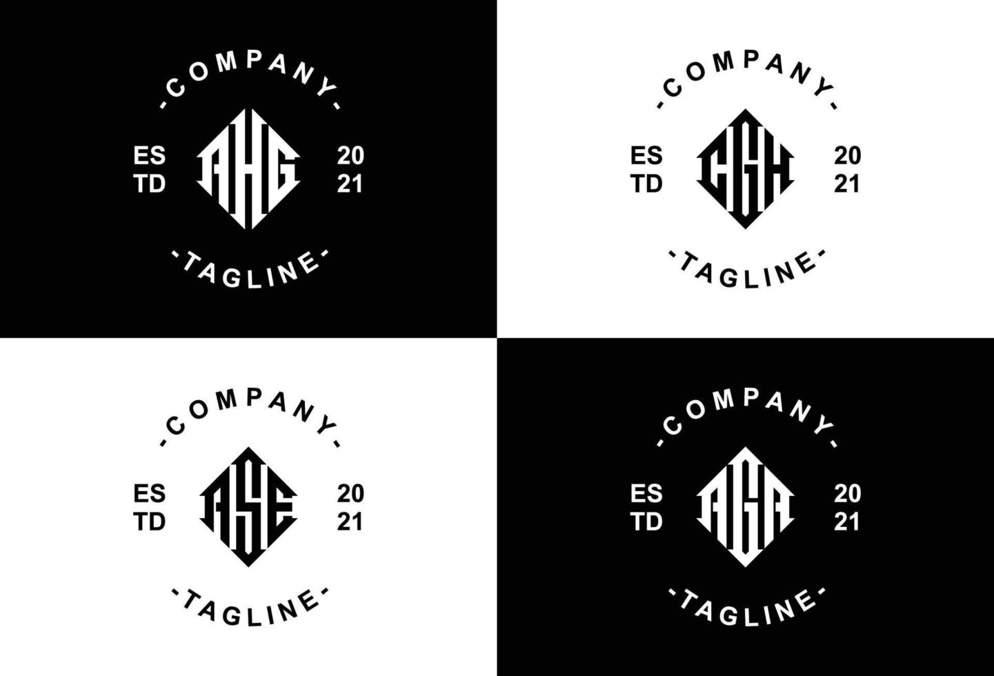 Set of three letter initials monogram logo template vector