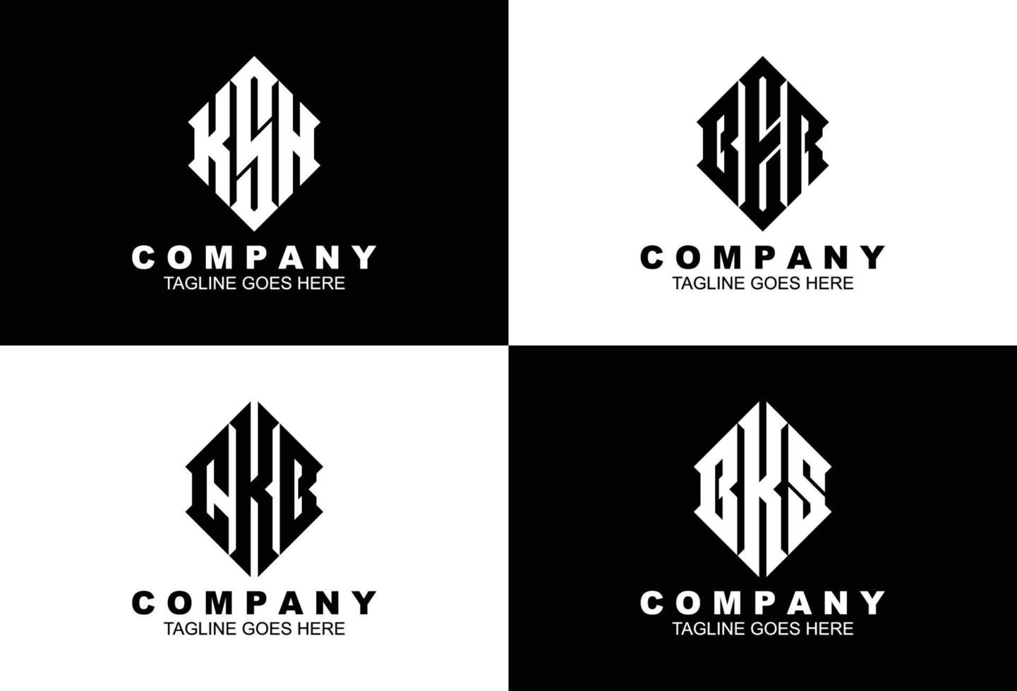 Set of three letter initials monogram logo template vector