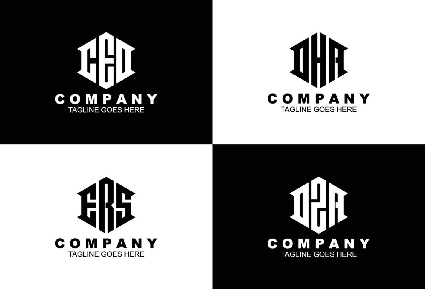 Set of three letter initials monogram logo template vector