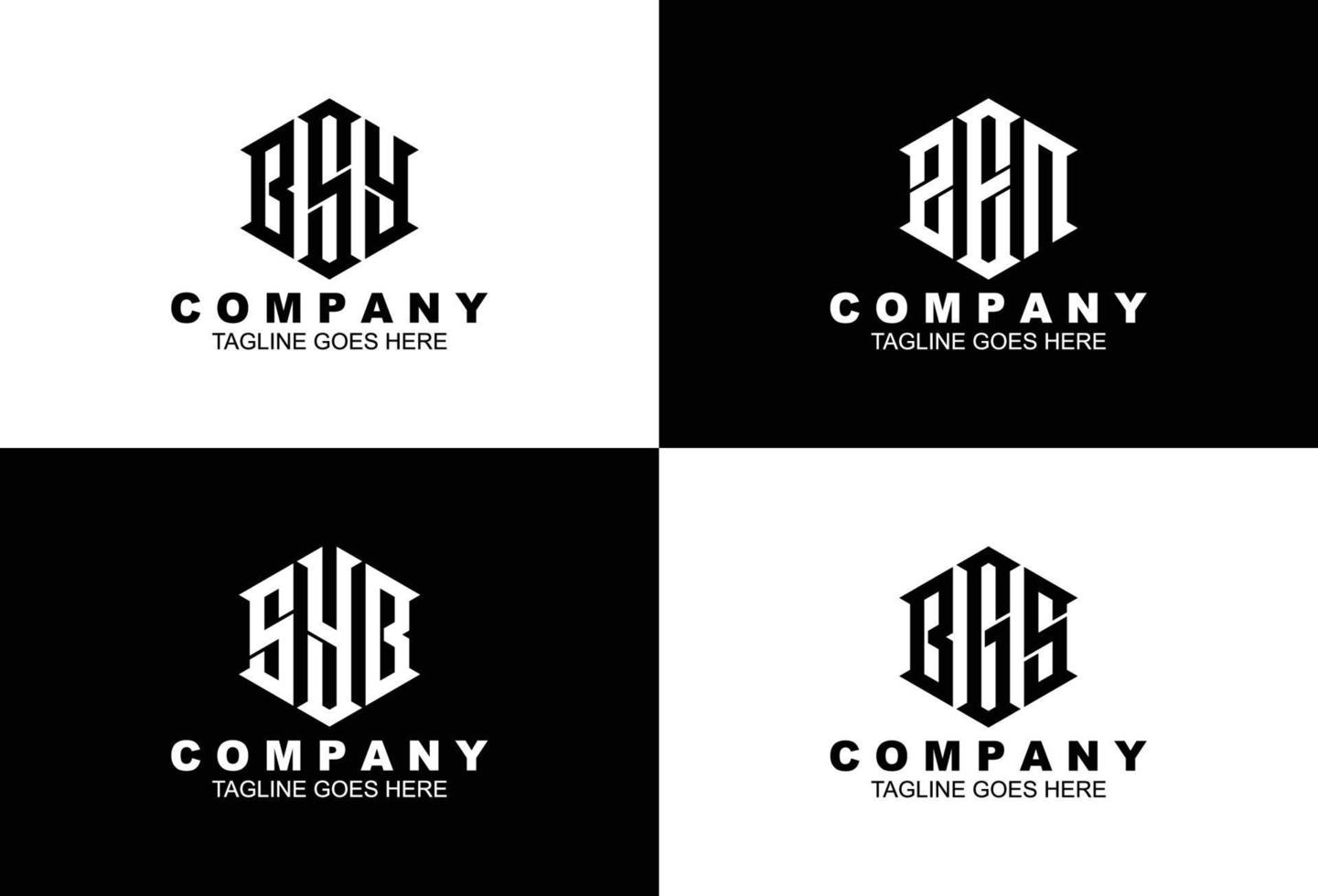 Set of three letter initials monogram logo template vector