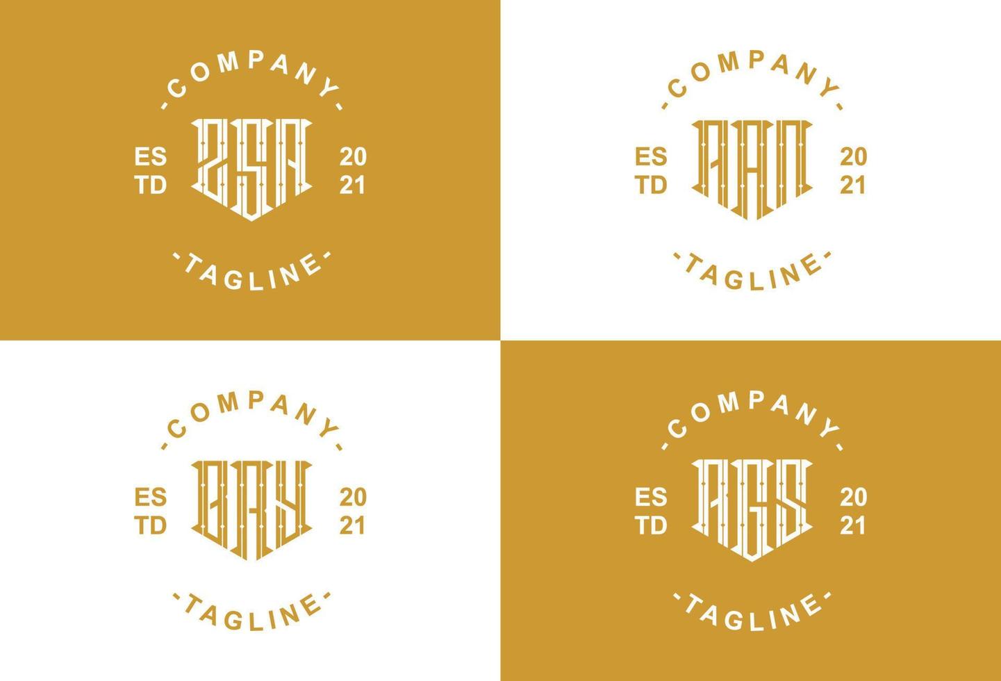 Set of three letter initials monogram logo template vector
