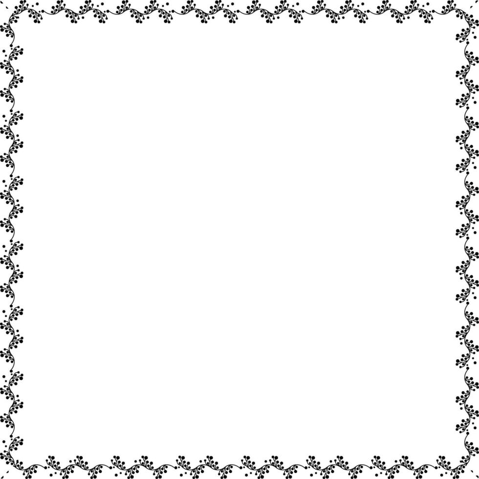 square shaped black frame made of plants on white isolated background vector