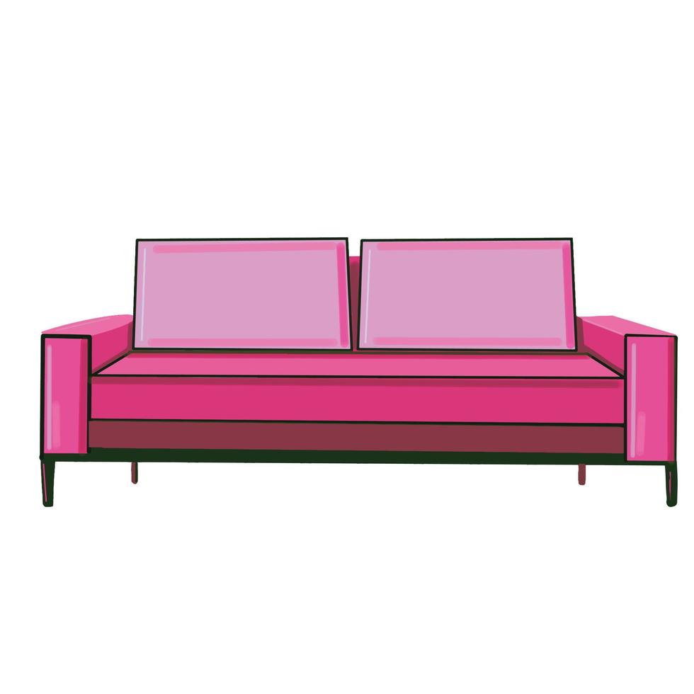 Comfortable luxury pink sofa on an isolated white background.  Modern furniture. Icon, element vector