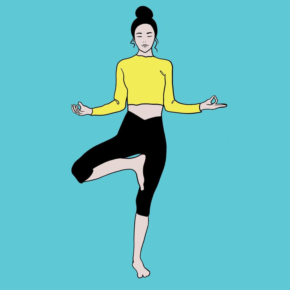 chica haciendo yoga vector