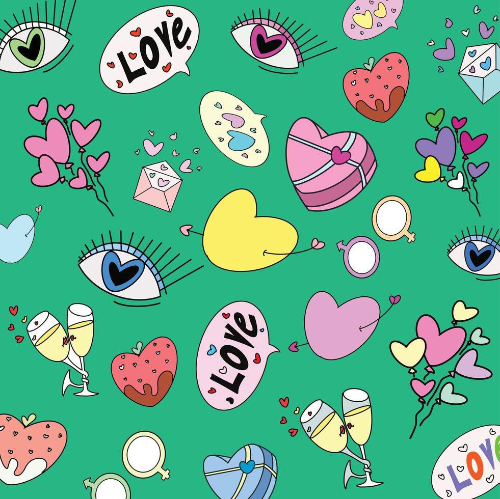 Heart doodles  pattern, Love illustration hearts hand drawn background vector