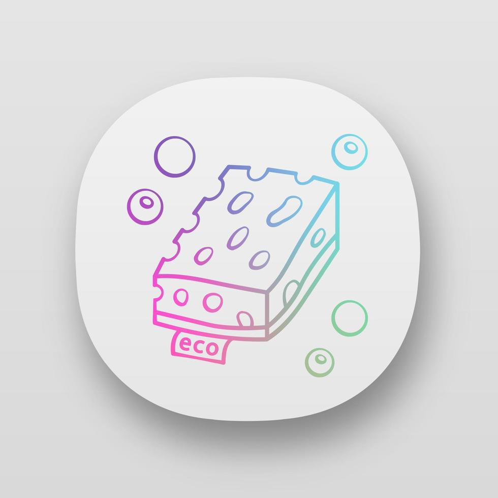 Eco sponges app icon. Organic, natural cleaning utensil. Eco friendly material. Reusable dishwashing kitchen sponge. UI UX user interface. Web or mobile applications. Vector isolated illustration