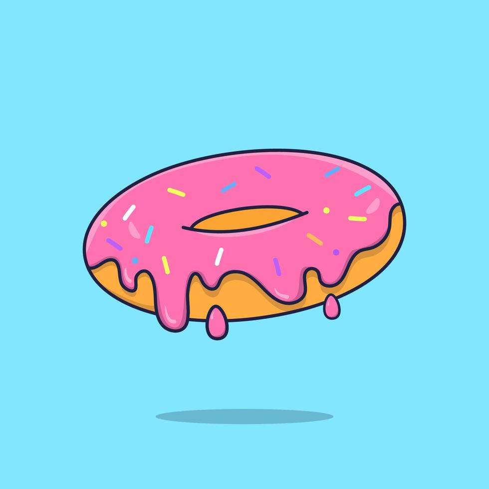 Floating Donut cartoon illustration. food illustration vector